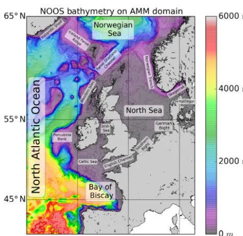 Figure 1. NOOS bathymetry for the AMM domain.