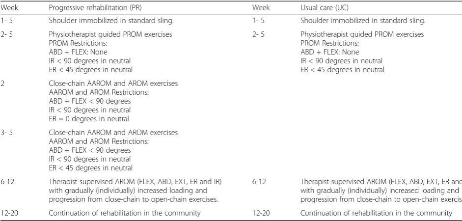 Table 1 Overview of the postoperative intervention in main trial