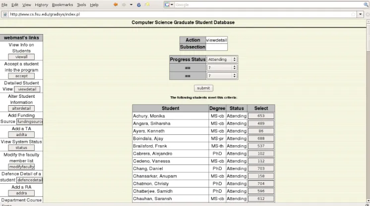 Fig. 2: Alter/View Detail Function – Student Select Page