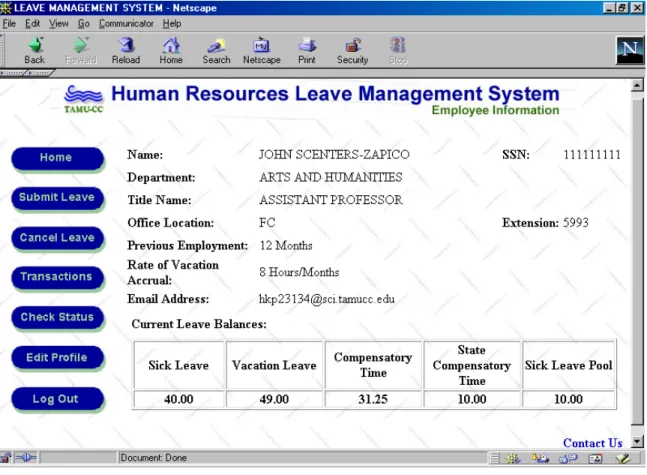 Figure 2. Employee Page 