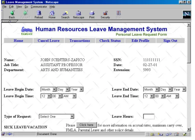 Figure 3. Leave Form 