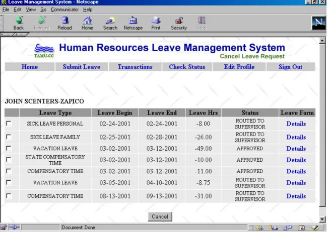 Figure 4. Cancel Leave Request 