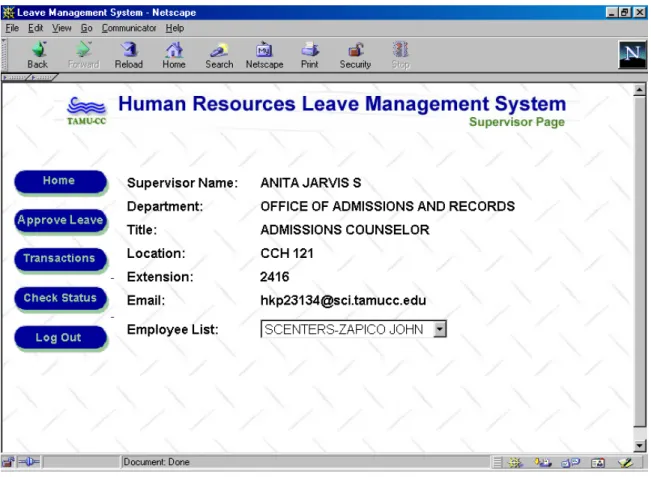 Figure 9. Supervisor Page 