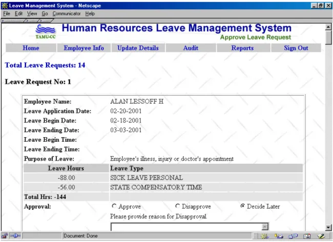 Figure 10. Leave Approval 