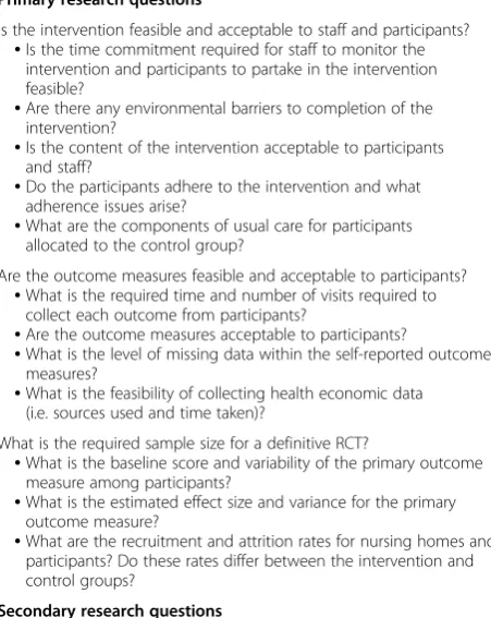 Table 1 Primary and secondary research questions