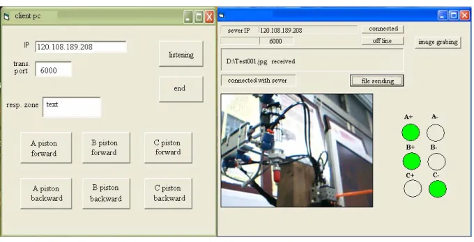 Figure 5. The manual movement of the robot’s arm on the VB dialogue (pc sever).  