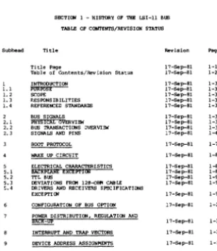 TABLE OP CCll'TENTSjREVISION STATUS 