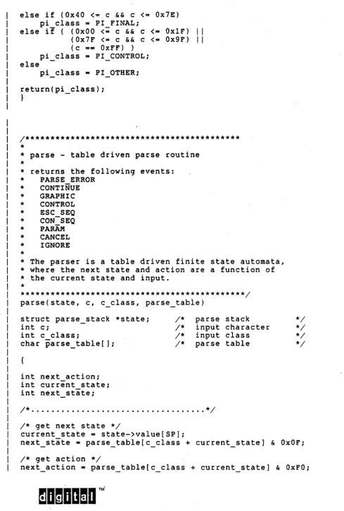 table driven parse routine 