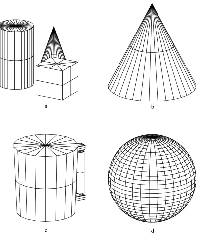 Figure 3: Superquadric test models: (a) blocks (b) cone (c) cup (d) sphere.