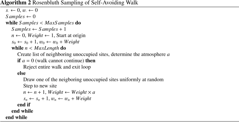 Figure 3 shows the improvement gained by Rosenbluth sampling over simple sampling.