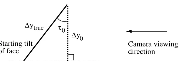 Figure 3: Starting tilt�rection.� of face (represented as planar patch) relative to the camera viewing di-�ytrue is the true facial height while�y� is the initial apparent facial height