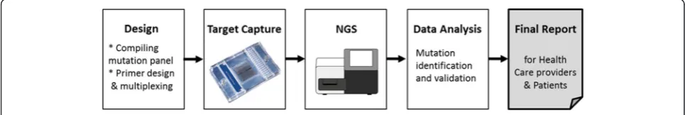 Fig. 1 The general workflow of this study which contains four principal steps: I. Data acquisition and design - creating the panel of mutations tobe targeted and designing specific primers and their multiplexing, II