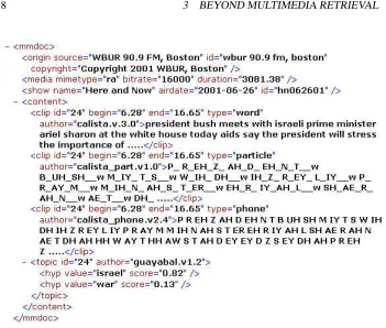 Figure 4: XML representation of multimedia document as seen by different analyzers