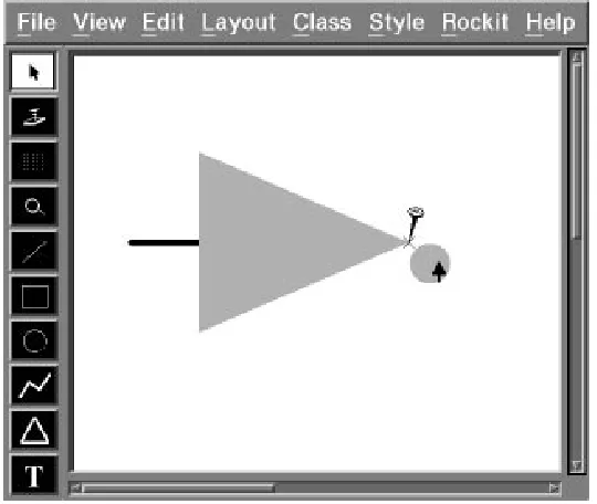 Figure 2: As theuser drags the circle towards the triangle, Rockit infers a connection constraint.