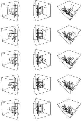 Figure 9: 3 views of a path found by VDP for a 16DOF manipulator in a 3D workspace.
