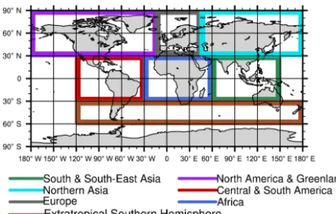 Figure 1. Map showing the regions speciﬁed in Table 2.