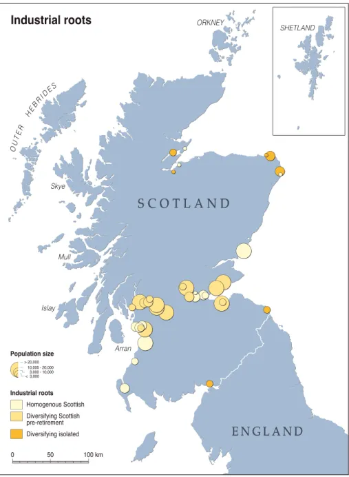 FIGURE 4 Location of localities in “Industrial roots” by Level 2 cluster subgroups