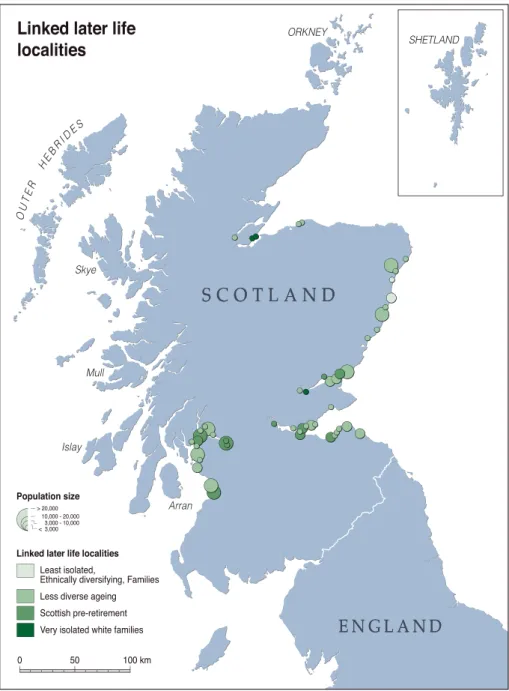 FIGURE 5 Location of localities in “Linked later life localities” by Level 2 cluster subgroups