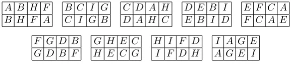 Figure 13: Design in Example 9.1: there are nine letters in nine blocks,each of which is a 2 × 4 rectangle