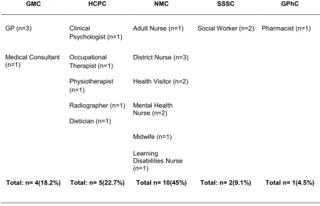 Table 3.  Interview participants’ professional groups