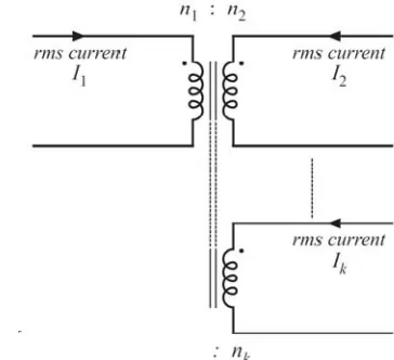 Figure 2. Transformer for full bridge converter with two outputs and one input. 