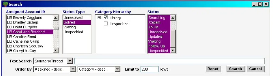 Figure 3.  Search screen in RightNow. 
