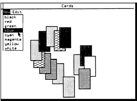 Figure 6: This program allows the user to create small colored cardsand drag them into overlapping arrangements