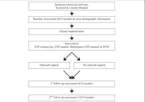 Figure 1 Flow diagram of training and outreach trial and assessment schedule.