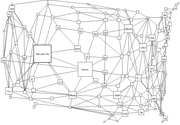 Figure 3: A ﬁsheye view of the graph in Figure 1, with less distortionthan in Figure 2