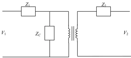 Figure 1. Equivalent circuit model of a single phase of transformer. 