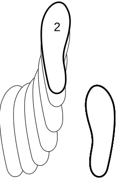 Figure 3. Count two of the man’s part ofthe basic step of the cha-cha. The ﬁgure wasdrawn by overlaying several frames of theanimation