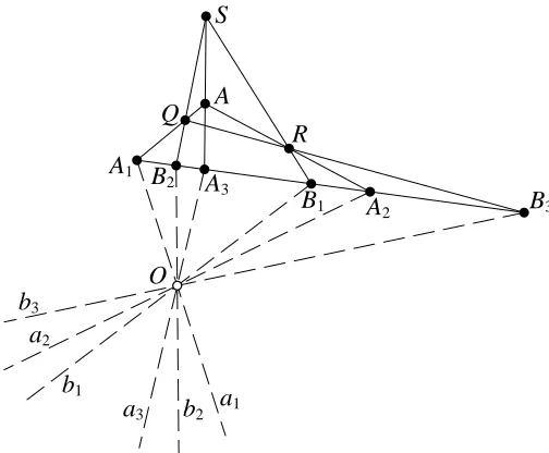 Figure 2.7: A conﬁguration with six, collinear key points and four auxiliary pointsthat tests 2-blocks of lines for 2-dependence.