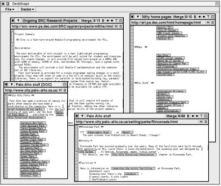 Figure 2: DeckScape with three decks, one of which has an “away” page.