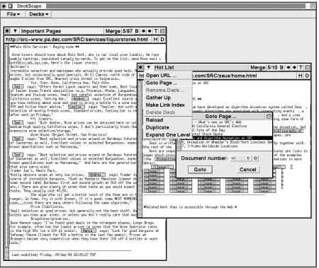 Figure 3: Hotlists in DeckScape.
