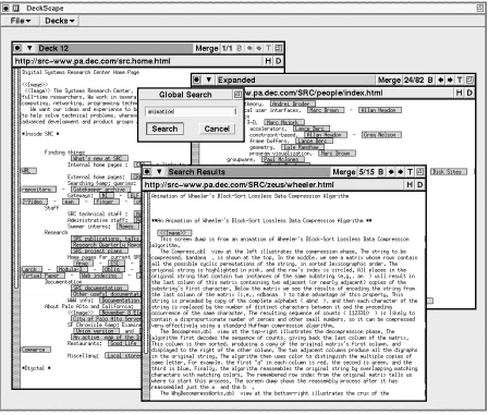 Figure 5: The results of a search command are returned as a deck.