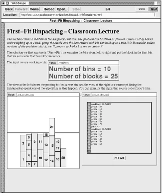Fig. 2. A student’s workstationwhen the screen in Fig. 1 was captured. Note that the studentspeciﬁed the host ash.pa.dec.com in order to connect with the running algorithm onthat machine.