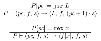Figure 10: Stackless dynamic semantics for jsr and ret
