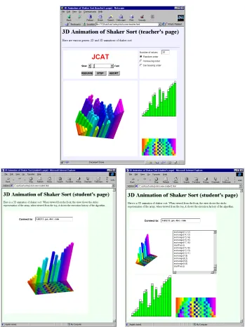 Figure 2: Teacher’s and students’ web pages containing views of an elementarysorting algorithm