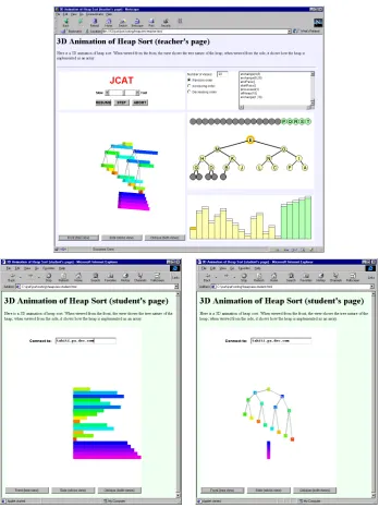 Figure 3: Teacher’s and students’ web pages containing views of heap sort