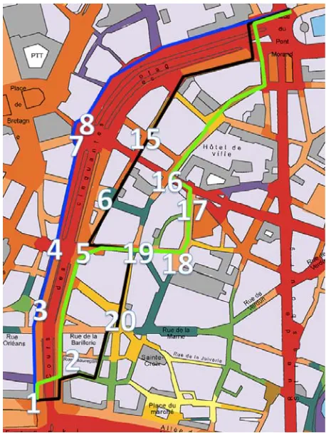 Figure 10. The ten colors used to represent the various sonic atmospheres of a city centre (extracted from [45]).
