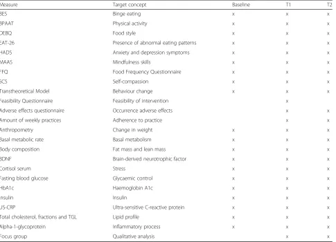 Table 1 Overview of measures and corresponding measurement time points