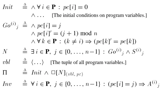 Figure 3: The formulas describing the program and annotation of Figure 2.