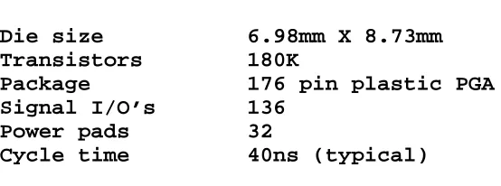 Table 3: Summary of chip characteristics