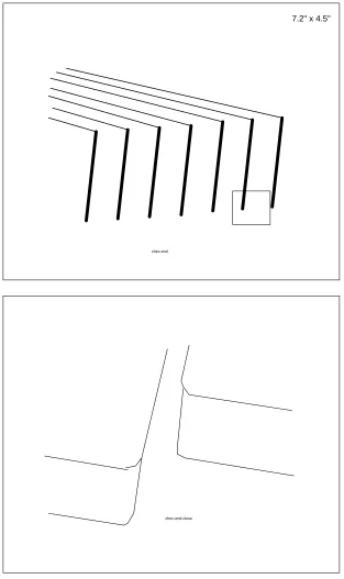 Figure 4: 40 µm thick gold test pattern with 101.6 µm wide lines.End view @100× (top), 25.4µm drawn space @1000× (bottom).