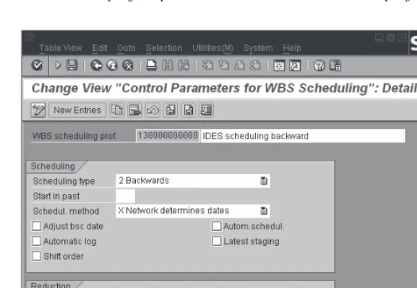 Figure 3.12 Control Parameters for WBS Scheduling