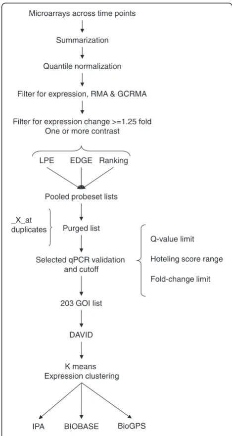 Figure 1 Microarray data analysis pipeline. Analysis pipeline forcontrol and ethanol exposed microarray data sets.