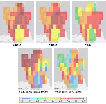 Figure 4: Mean of forward (cal. 1901-1938 / ver. 1939-1976) and reverse (cal. 1939-1976 / ver
