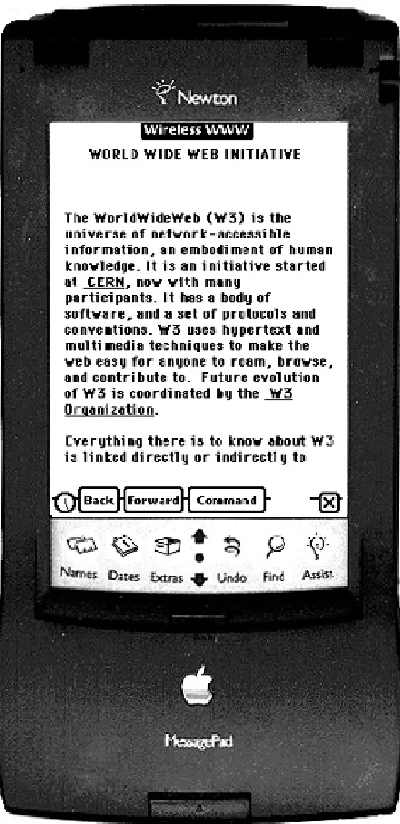 Figure 2: W4 showing the first screen of a document describing the World Wide Web.The URL is http://info.cern.ch /hypertext/WWW/TheProject.html.