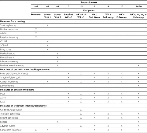 Table 1 Overview of assessments