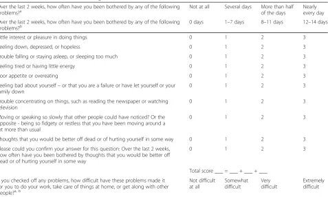 Table 3 Patient Health Questionnaire-9: general and localised versions